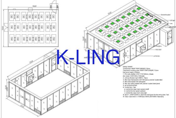 Modular Cleanroom Softwall Clean Room with Powder Coated Steel Frame and Anti-staic PVC Floor