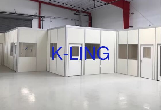 エポキシフロアと光学機器製造のためのISO 5清潔度レベルを持つ50mm厚さのモジュール式クリーンルームシステム